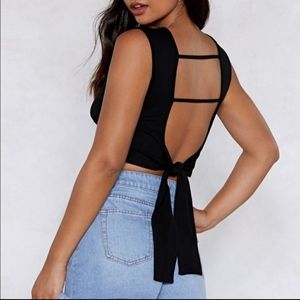 Nasty Gal Black Backless Crop Top